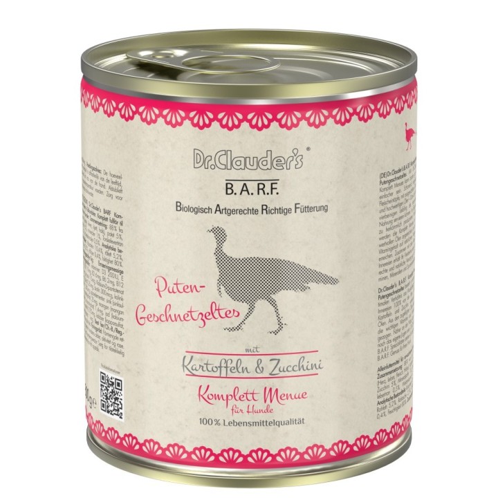 Dr.Clauder´s BARF Komplettmenue Putengeschnetzeltes 800g dog  AKCE